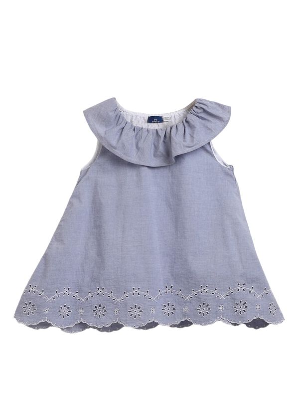 Girls Light Blue Sleeveless Woven Dress image number 0
